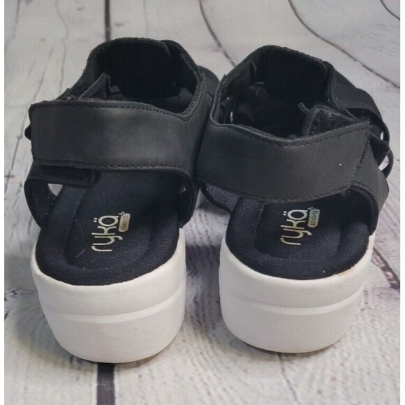 Ryka Women's Adjustable Wedge Sandals Aloha Black size 9.5W Strappy Cute Comfort - Picture 5 of 10